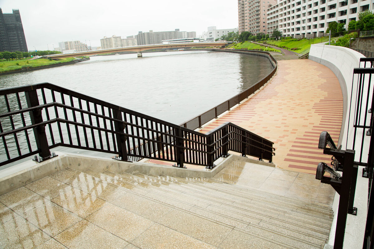 荒川区隅田川(千住汐入大橋下流) の施工写真