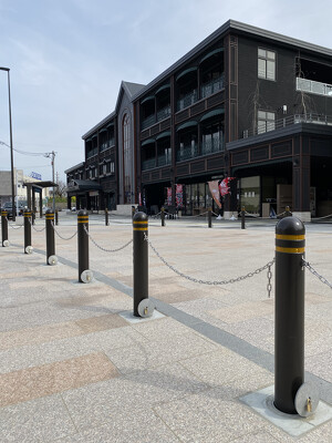 伊田駅前広場の施工写真