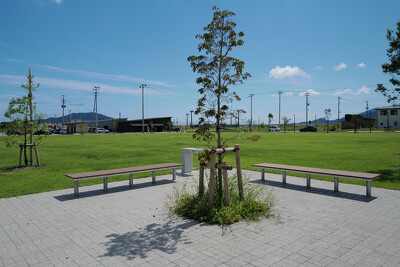 市民文化会館(館の沖公園)・ベンチ写真